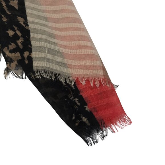 Womens Multicolor Raw Edge Sheer Scarf OS Very Large Shawl Cover Cape Thin - Picture 12 of 16